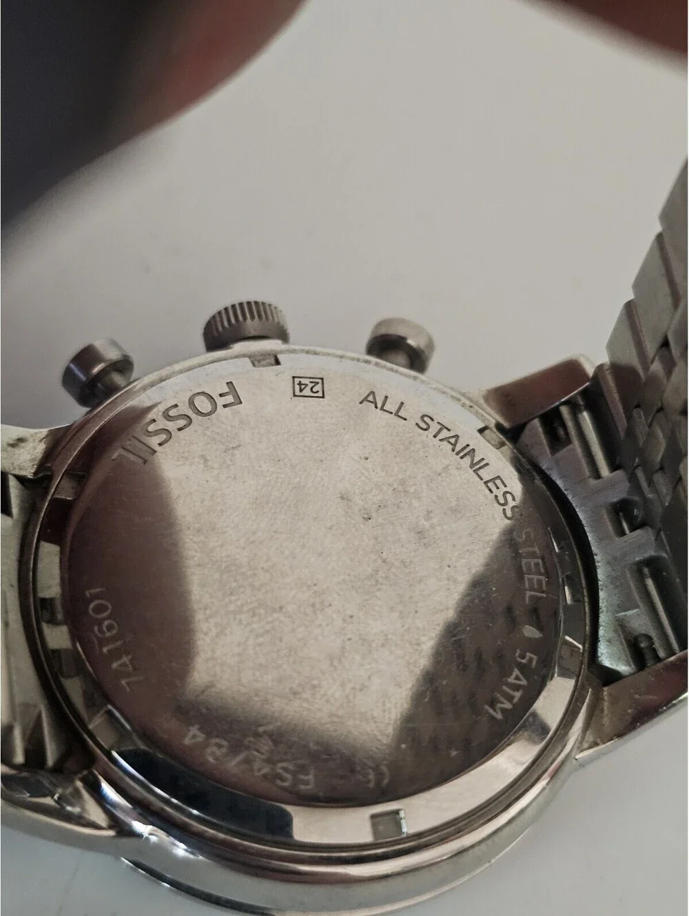 Fossil Fs4784 Analog Quartz Men’s wrist Watch silver new battery installed